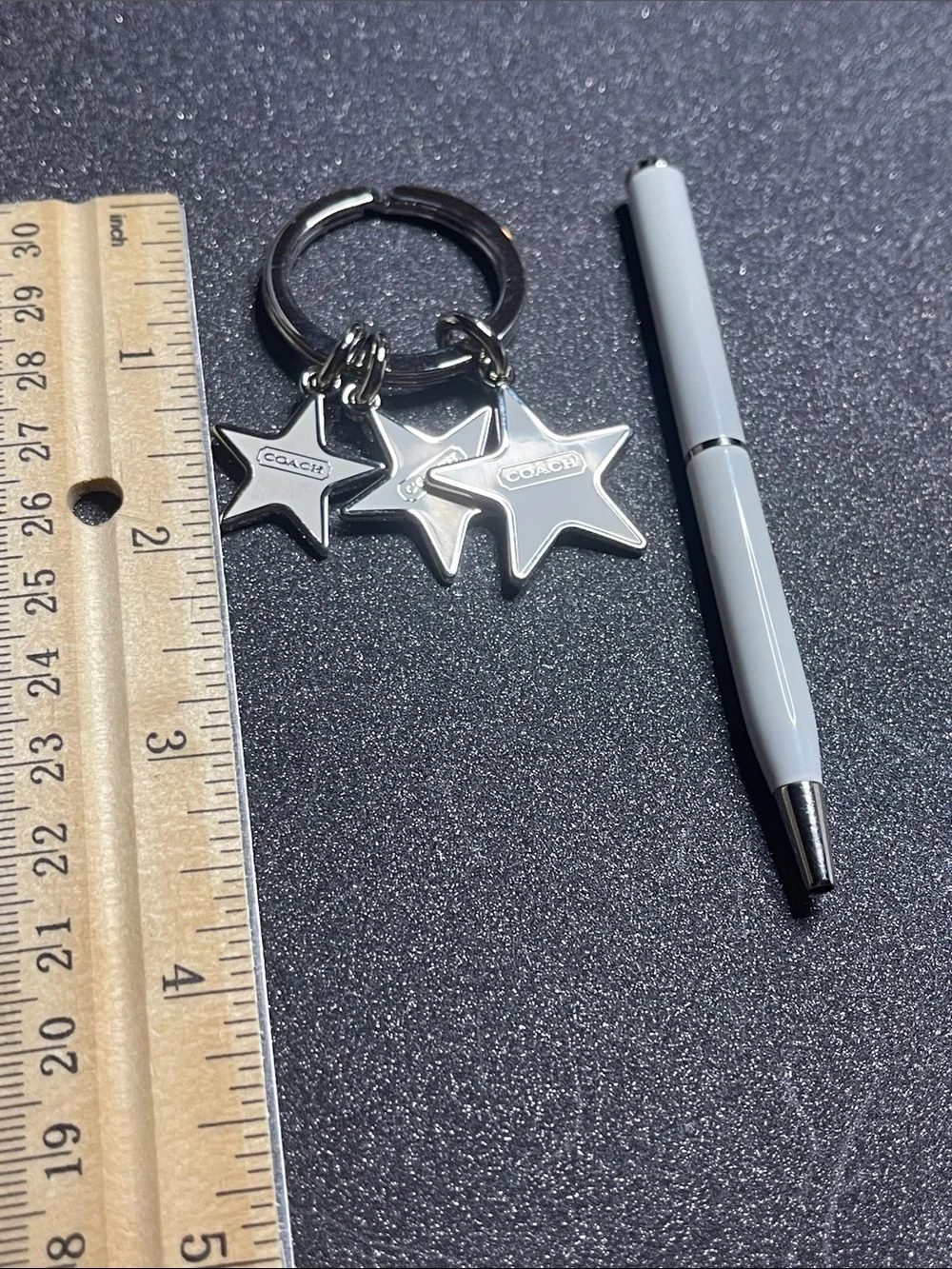 Coach Silver Star Charm Keyring with Three Stars and Coach Pen - Picture 3 of 4
